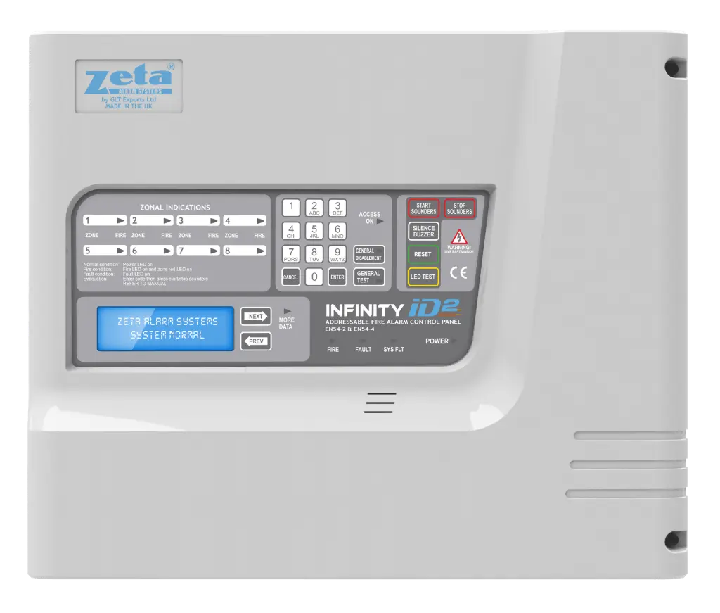 [37-661 ID2/4] Zeta Infinity Id2 - 4 Zone Fire Panel Id2/4
