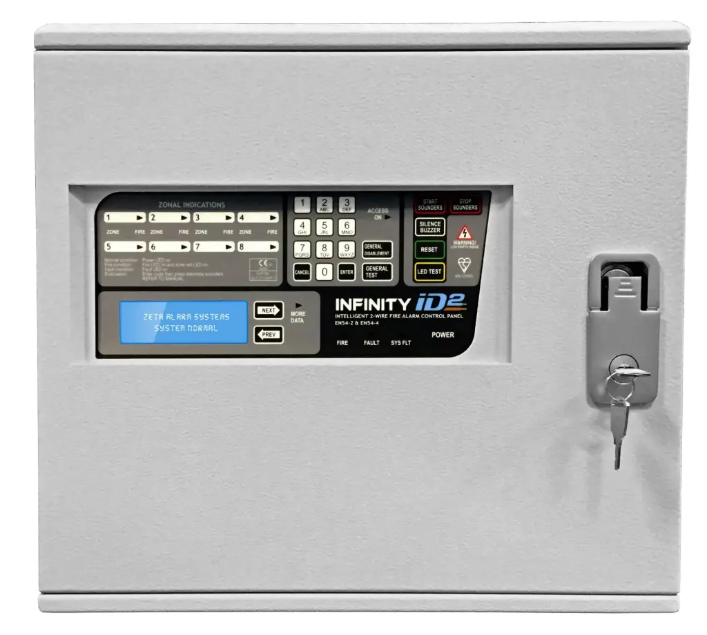 [37-663M ID2/8/M] Zeta Infinity Id2 - 8 Zone Fire Panel In Metal Enclosure