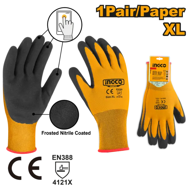 Ingco Nitrile Frosted Coated Gloves [HGNF03]