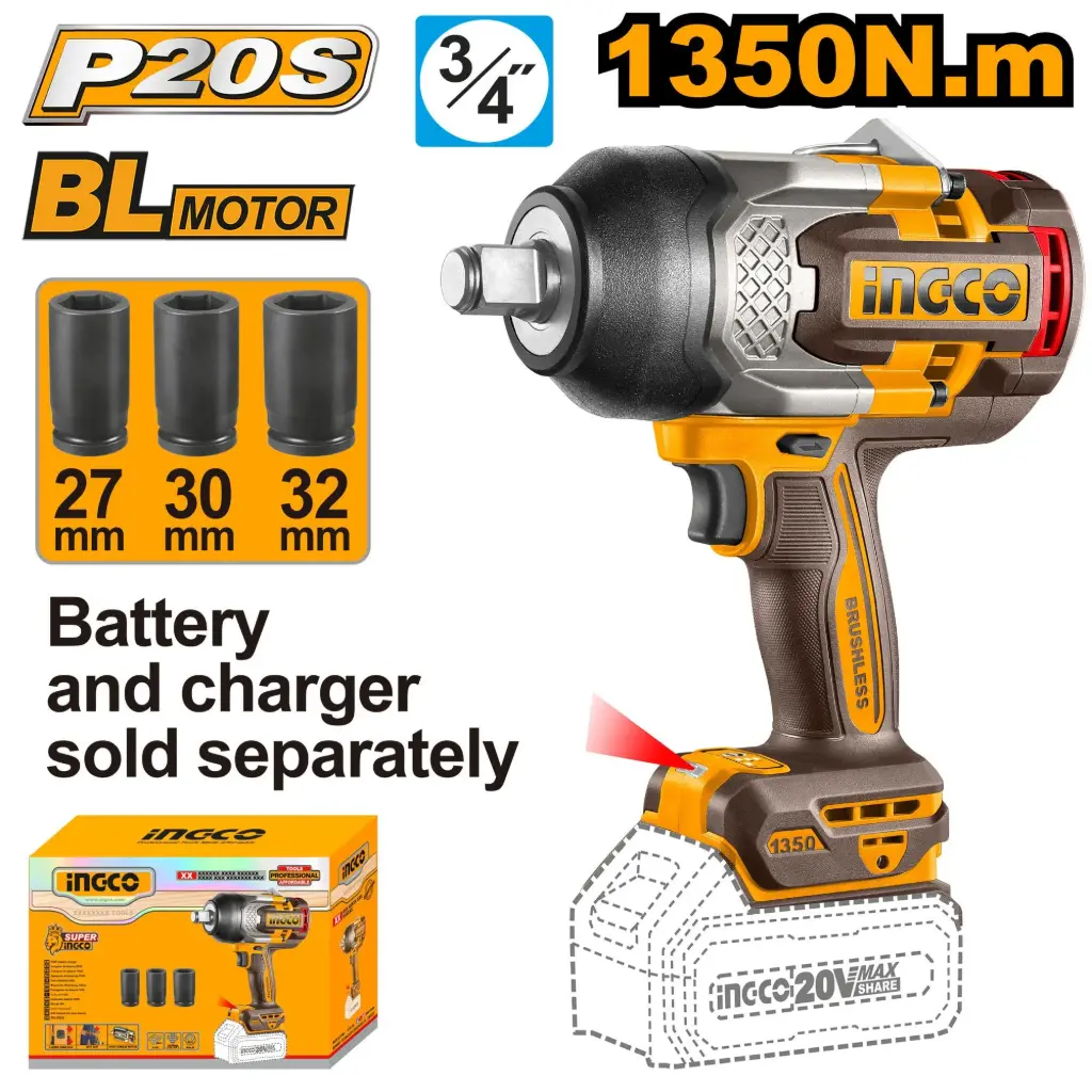 [CIWLI201351] Ingco Cordless impact  wrench 1350Nm