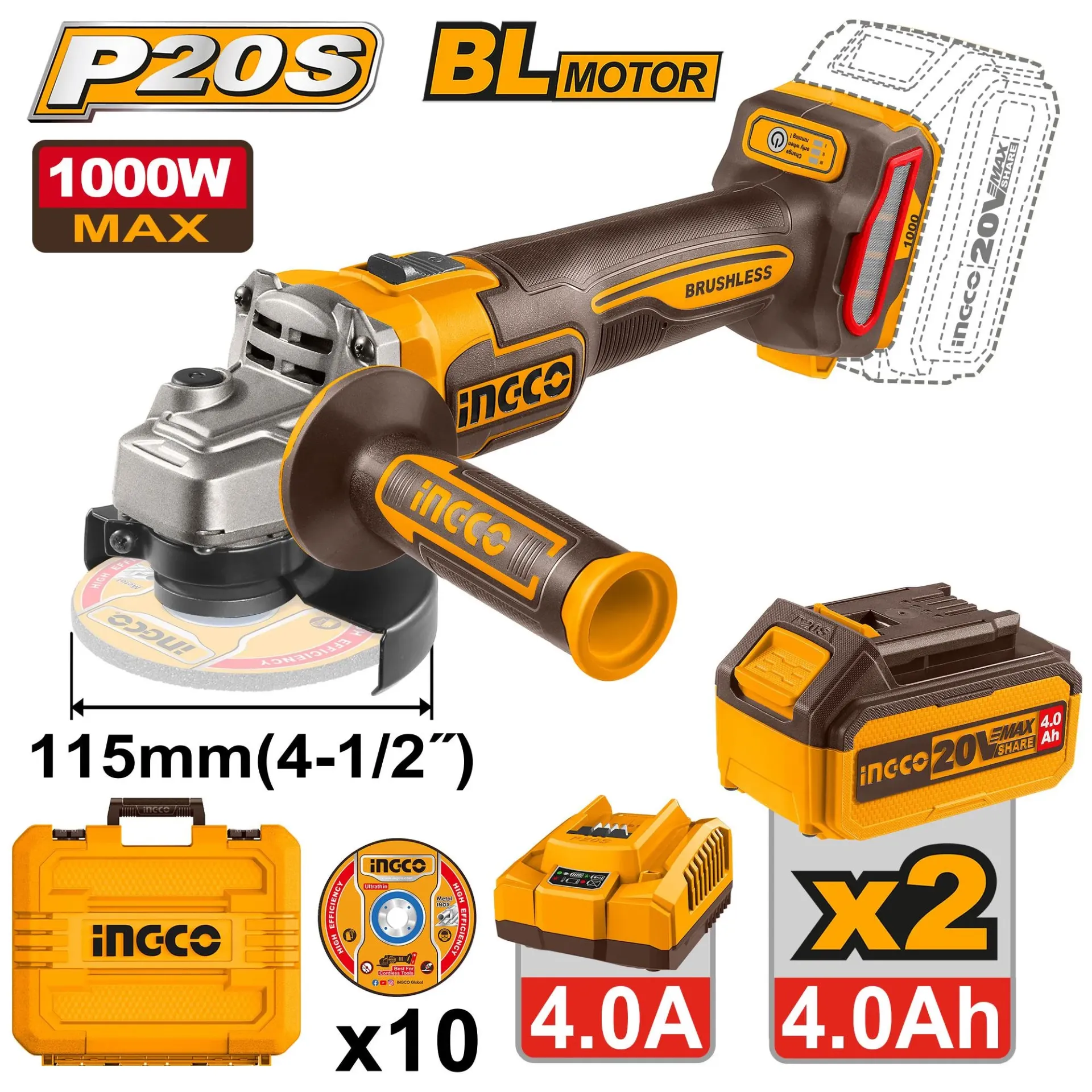 Ingco Cordless Angle Grinder [CAGLI271532]