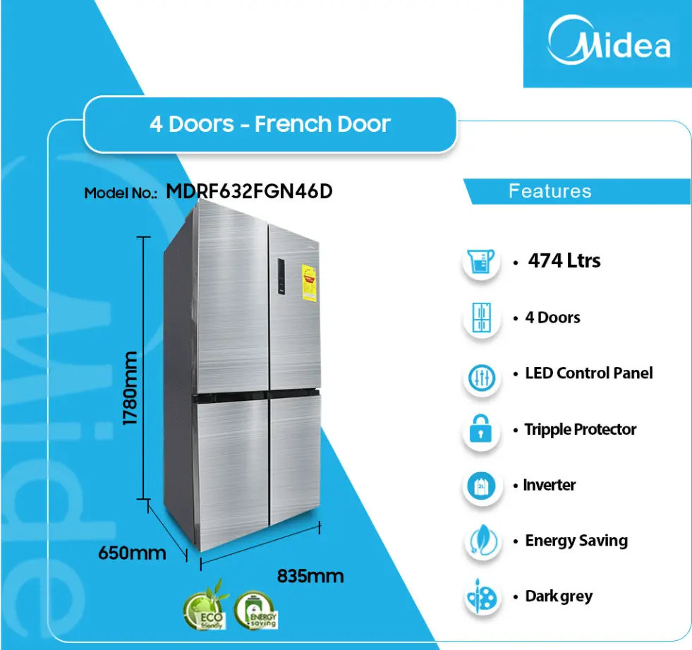 Midea 474 Ltrs 4 Doors French Door [MDRF632FGN46D]