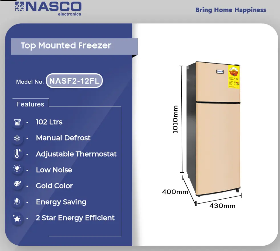 Nasco 102Ltrs Table Top Refrigerator [NASF2-12FL]