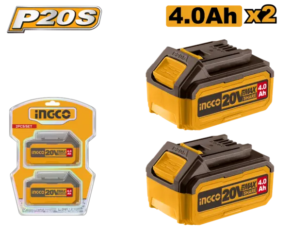 Ingco 2 X Battery Kit 20V 4Ah [COSLI240312]