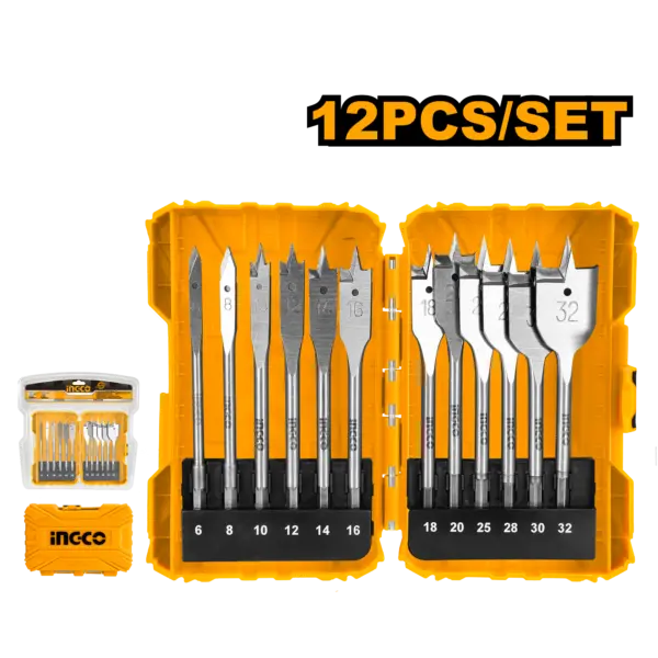 Ingco 12 Pcs Flat Wood Drill Bits Set 152Mm - P6C12 [AKDL1201]