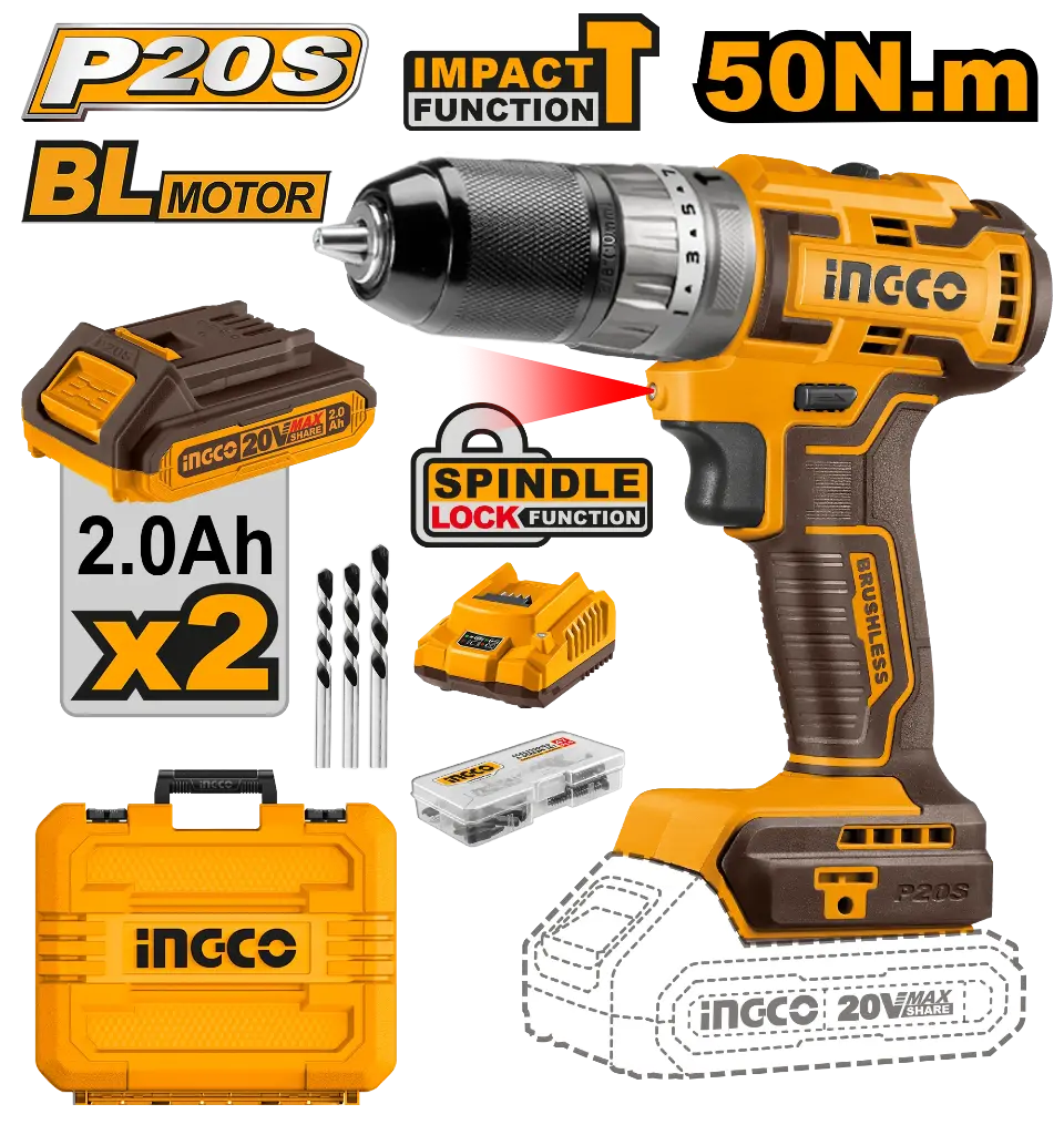 Ingco Brushless Cordless Impact Drill [CIDLI20508]
