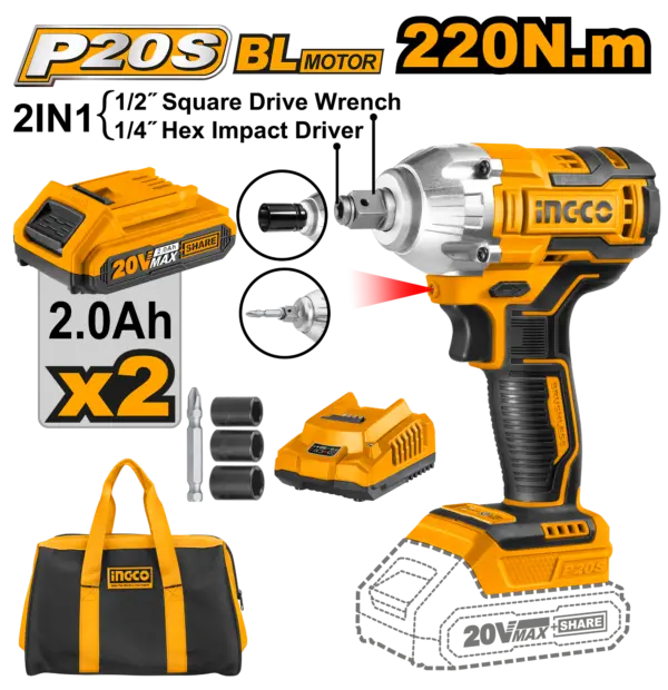 Ingco Cordless Impact Driver&Wrench [CIWLI20208]