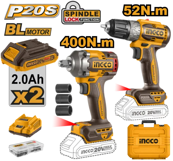 Ingco Cordless 2 Pcs Combo Kit-Ckli20271 [CKLI20271]