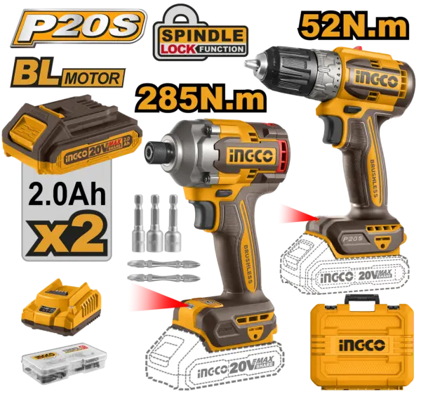 [CKLI20272] Ingco Cordless 2 Pcs Combo Kit [CKLI20272]