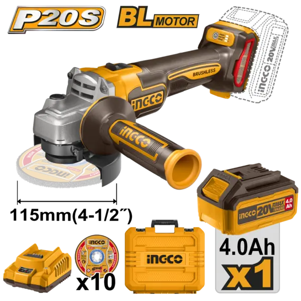 Ingco Cordless Angle Grinder [CAGLI211541]