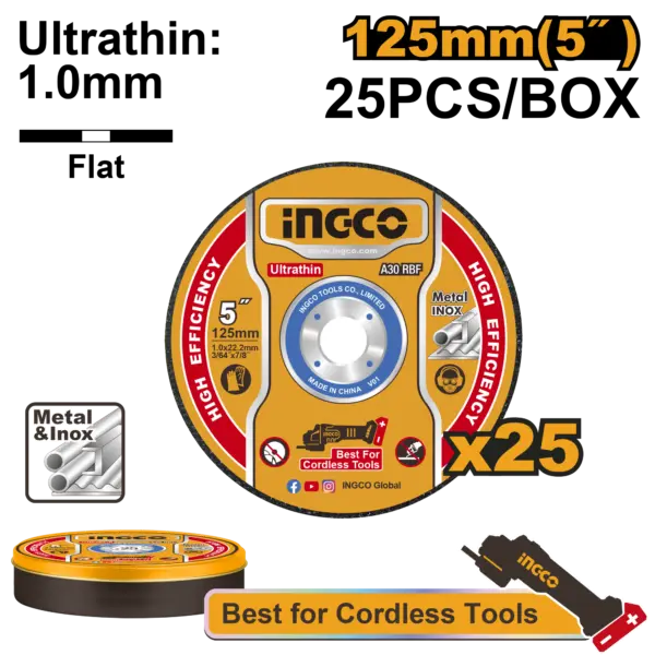 Ingco Ultra-Thin Metal Cutting Disc Set [MCD1012525]
