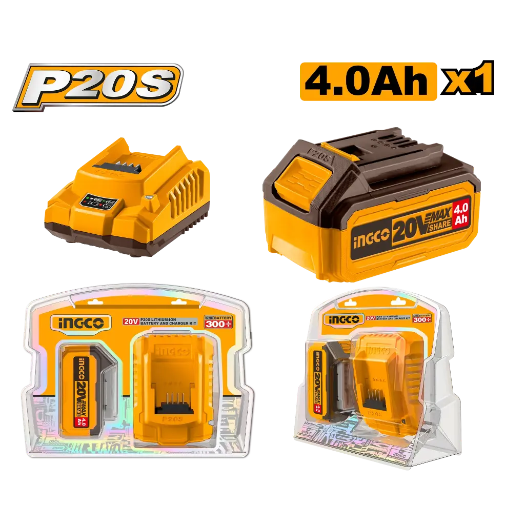 Ingco P20S Lithium-Ion Battery And Charger Kit [FBCPK1214]