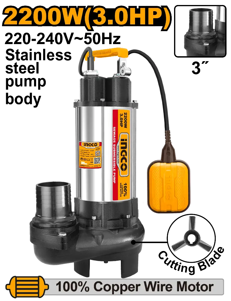 Ingco Sewage Submersible Pump [SPDB22008]