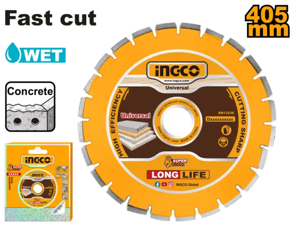 Ingco Diamond Disc For Concrete Cutting Laser Welded Rim [DMD044052]