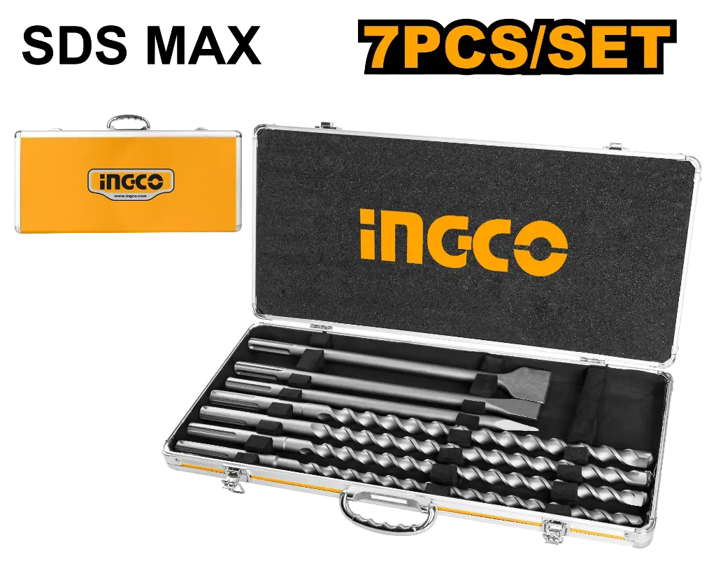 [AKD5075] Ingco 7 Pcs Sds Max Hammer Drill Bit And Chisel Set [AKD5075]