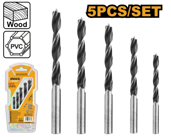 Ingco 5 Pcs Wood Drill Bits Set [AKDB5055]