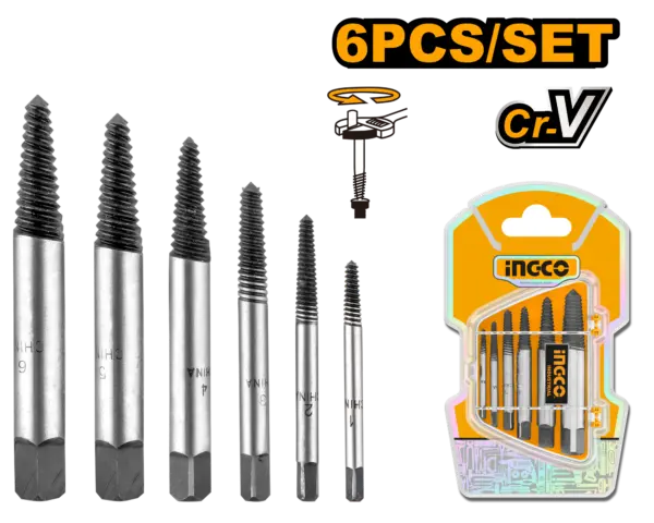 Ingco 6 Pcs Screw Extractor Set [ASE106]