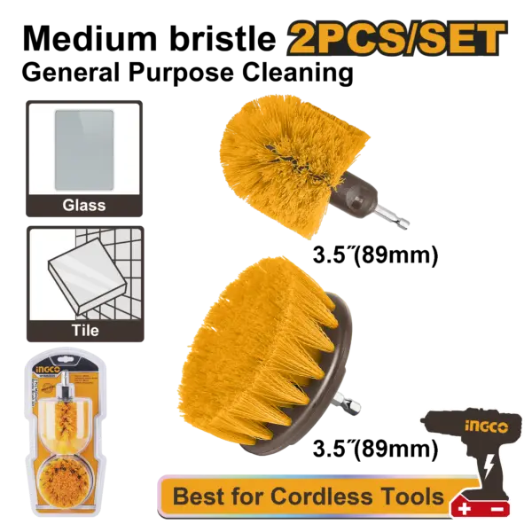 Ingco 2 Pcs Medium Bristle Brush Set [WCBM2335]