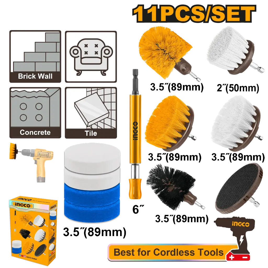 Ingco 11 Pcs Cleaning Brush Set [WCB1101]