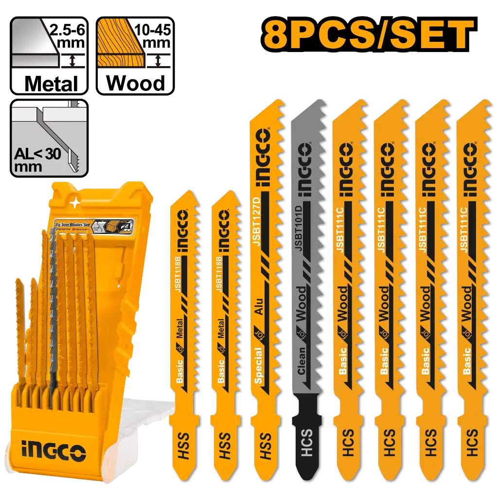 Ingco 8 Pcs Jig Saw Blades Set [AKD8088]