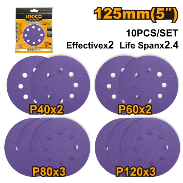 Ingco Purple Sanding Disc [AKRS125101]