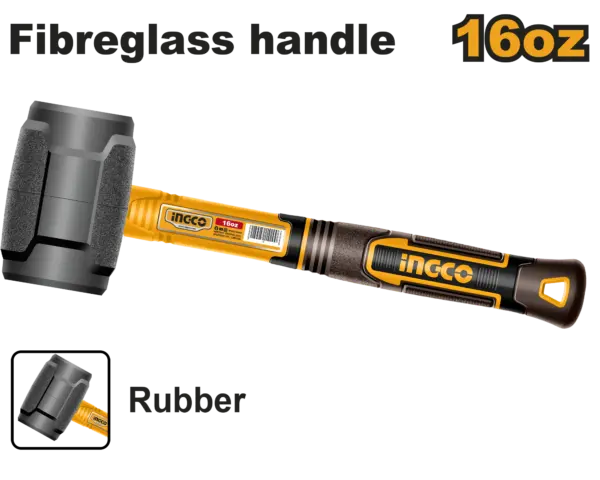 Ingco Rubber Hammer Black 16Oz 450G [HRUH8816]