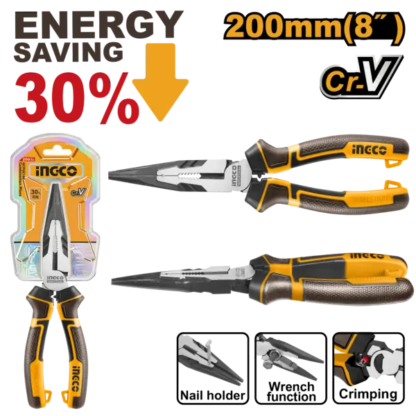 [HHLNP28200] Ingco High Leverage Long Nose Pliers [HHLNP28200]