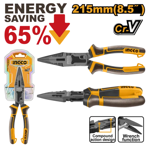 [HCLNP58200] Ingco Compound Action Long Nose Pliers [HCLNP58200]