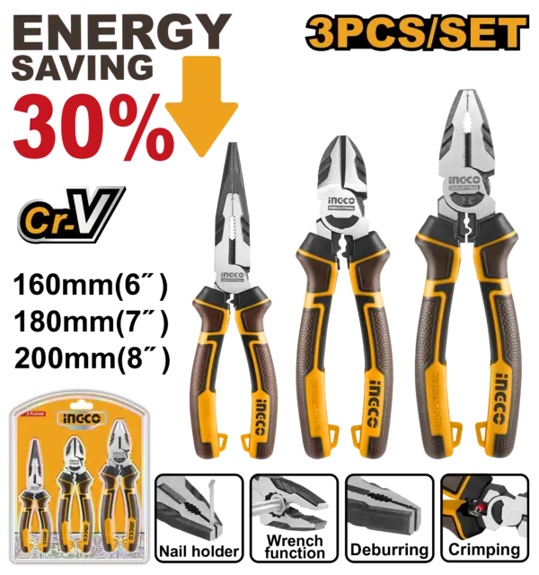 Ingco 3 Pcs High Leverage Pliers Set [HKHLPS2831]