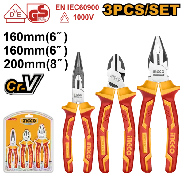 Ingco 3 Pcs Insulated Pliers Set [HIKPS28318]
