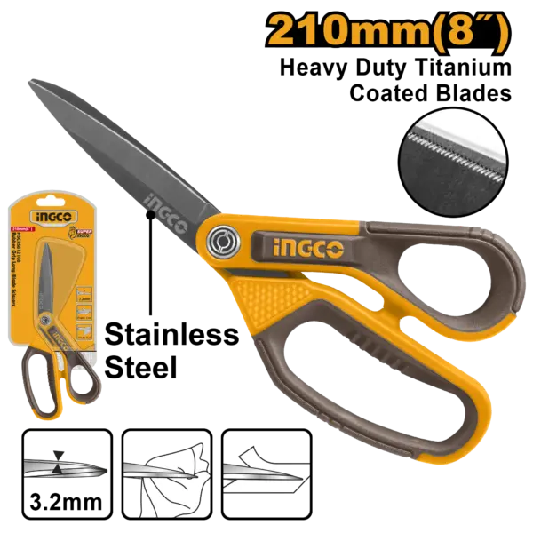 Ingco Rubber Grip Long-Blade Scissors [HSCRS812108]