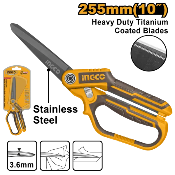 Ingco Rubber Grip Long-Blade Heavy Duty Scissors [HSCRS832558]