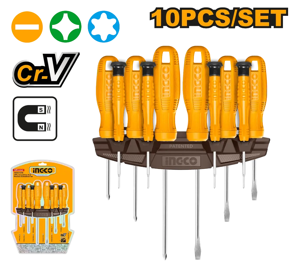 Ingco 10 Pcs Screwdriver And Precision Screwdriver Set [HKSD1058]
