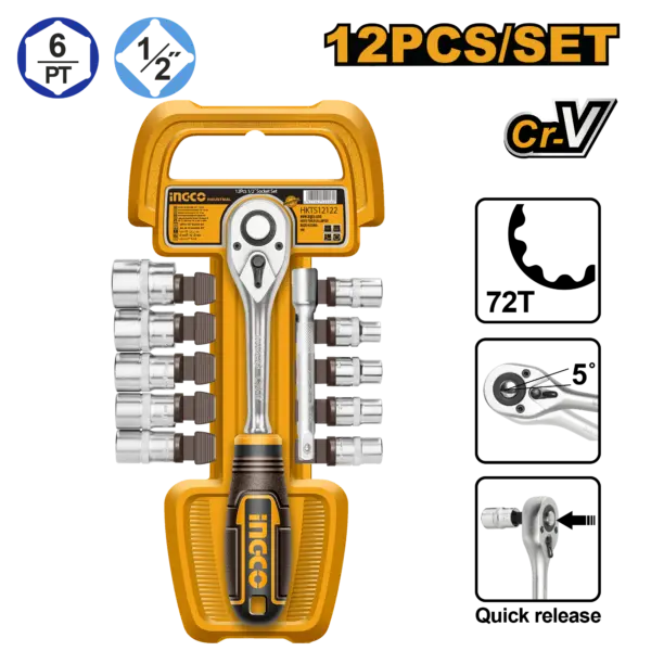 Ingco 12 Pcs 1/2" Socket Set [HKTS12122]