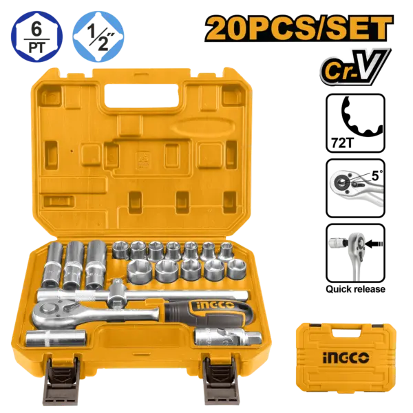 Ingco 20 Pcs 1/2" Socket Set [HKTS12201]
