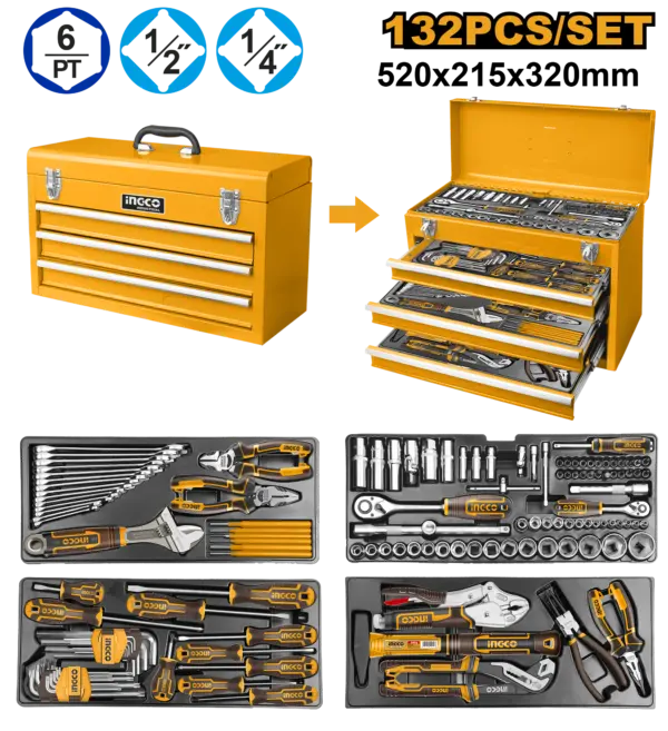 Ingco 132 Pcs Tool Chest Set [HTCS221321]