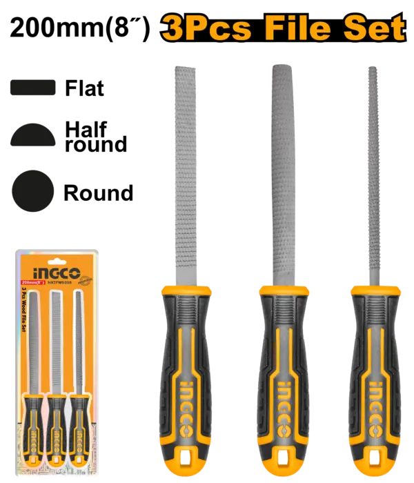 Ingco 3 Pcs Wood File Set [HKTFW0308]