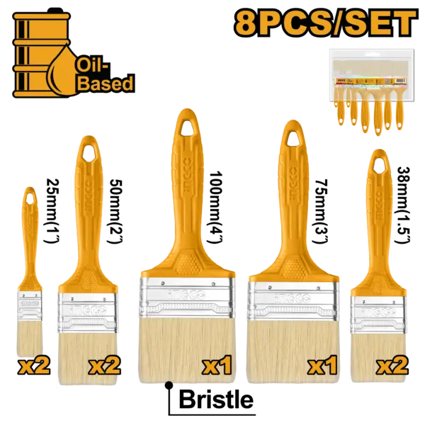 Ingco 8 Pcs Paint Brush Set [CHPTB7860801]