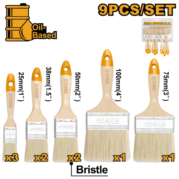 Ingco 9 Pcs Paint Brush Set [CHPTB0114091]