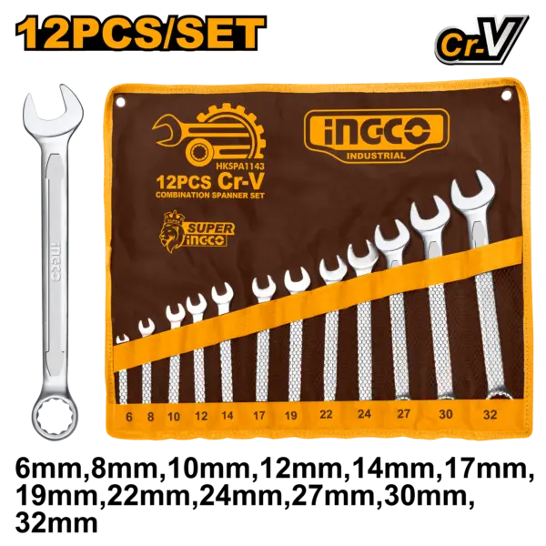 Ingco 12Pcs Combination Spanner Set [HKSPA1143]