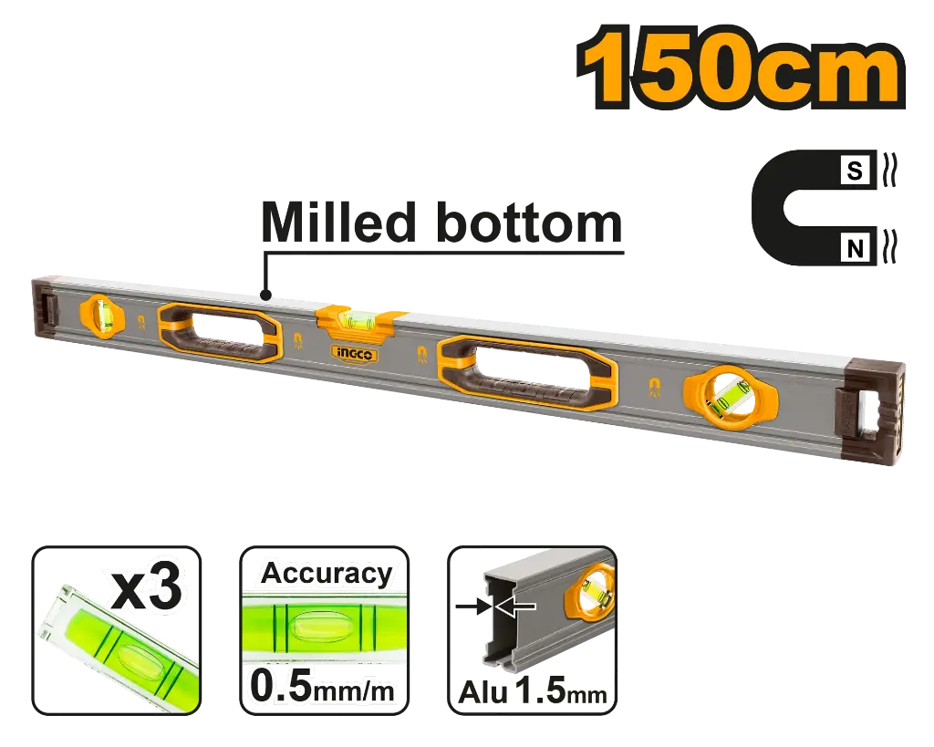 Ingco Spirit Level With Powerful Magnets [HSL38150M]