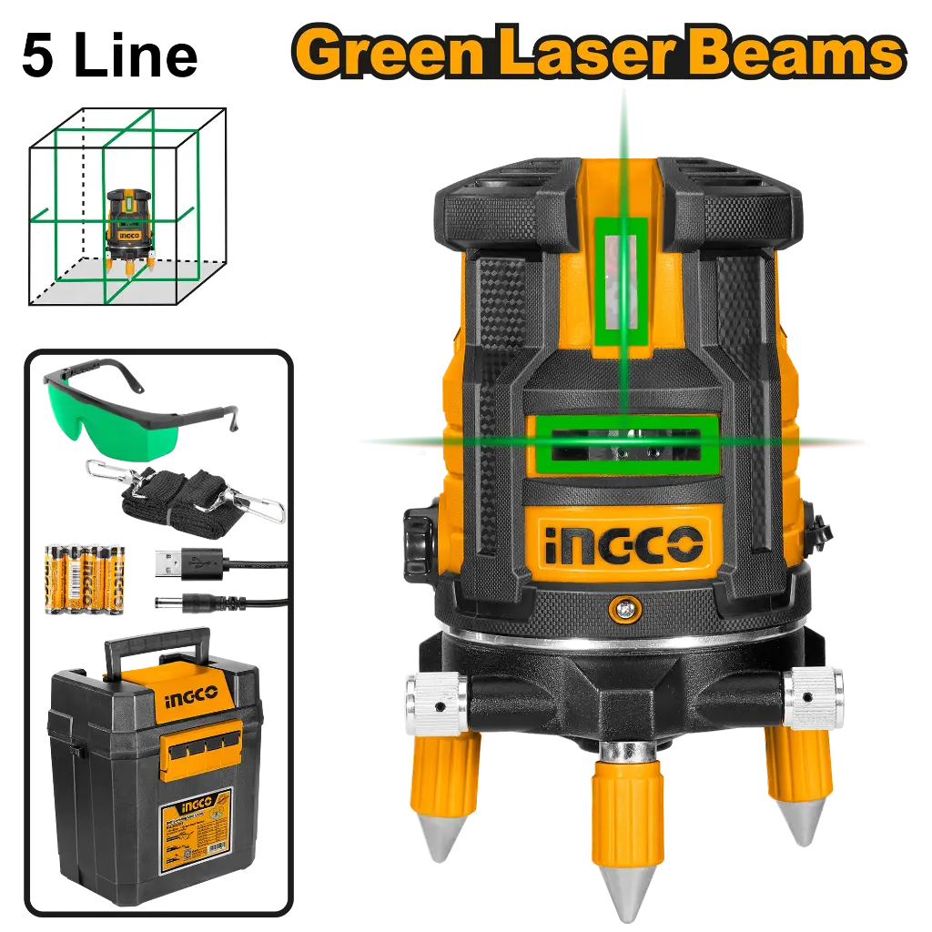Ingco Self-Leveling Line Laser(Green Laser Beams) [HLL305205]