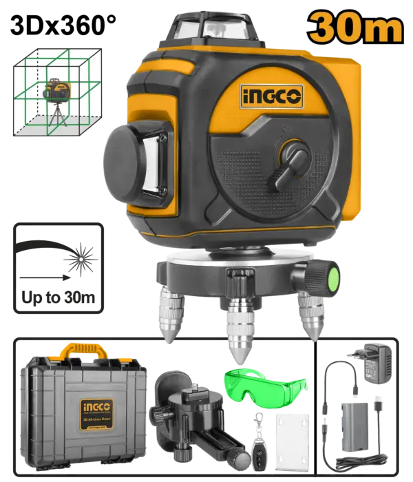 Ingco 3D Green Beam Self-Leveling Laser Level [HLL255267]