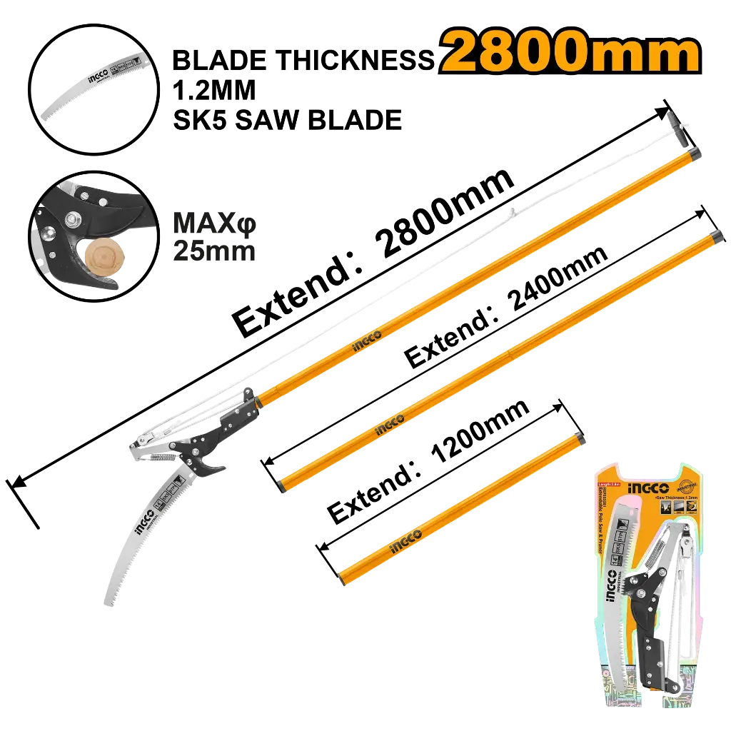 Ingco Extendable Pole Saw & Pruner [HEPS25281]