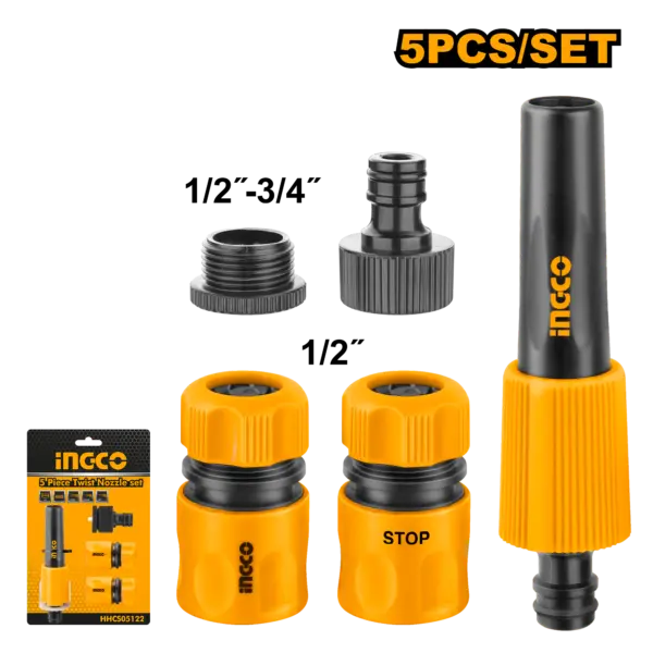 [HHCS05122] Ingco 5 Piece Twist Nozzle Set [HHCS05122]