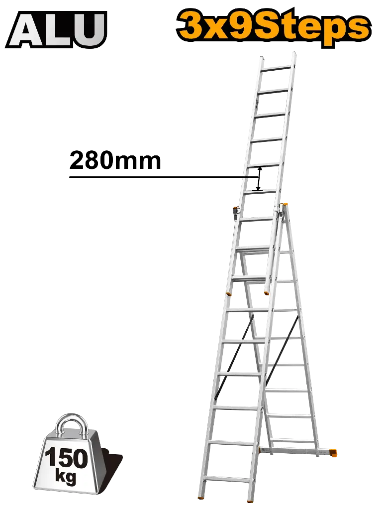 Ingco 3 Section Extention Ladder [HLAD03391]