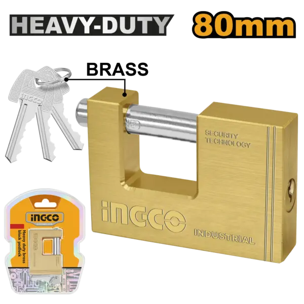 Ingco Heavy Duty Brass Block Padlock [DBBPL0802]