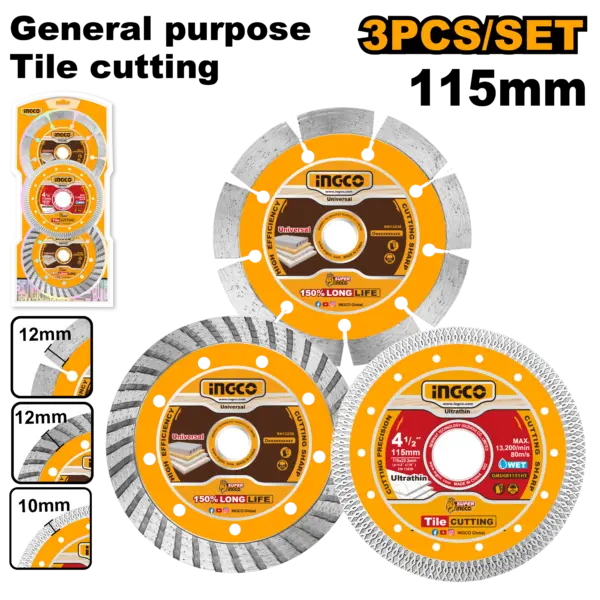 Ingco 3Pcs Diamond Disc Combo Set - P10C40 [DMD063115]