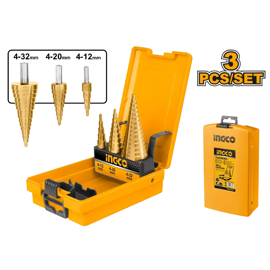 Ingco 3 Pcs Step Drill Bit Set - C20 [AKSDS0301]
