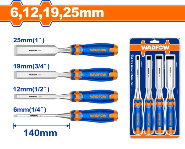 Wadfow 4 Pcs Wood Chisel Set [WWC2204]